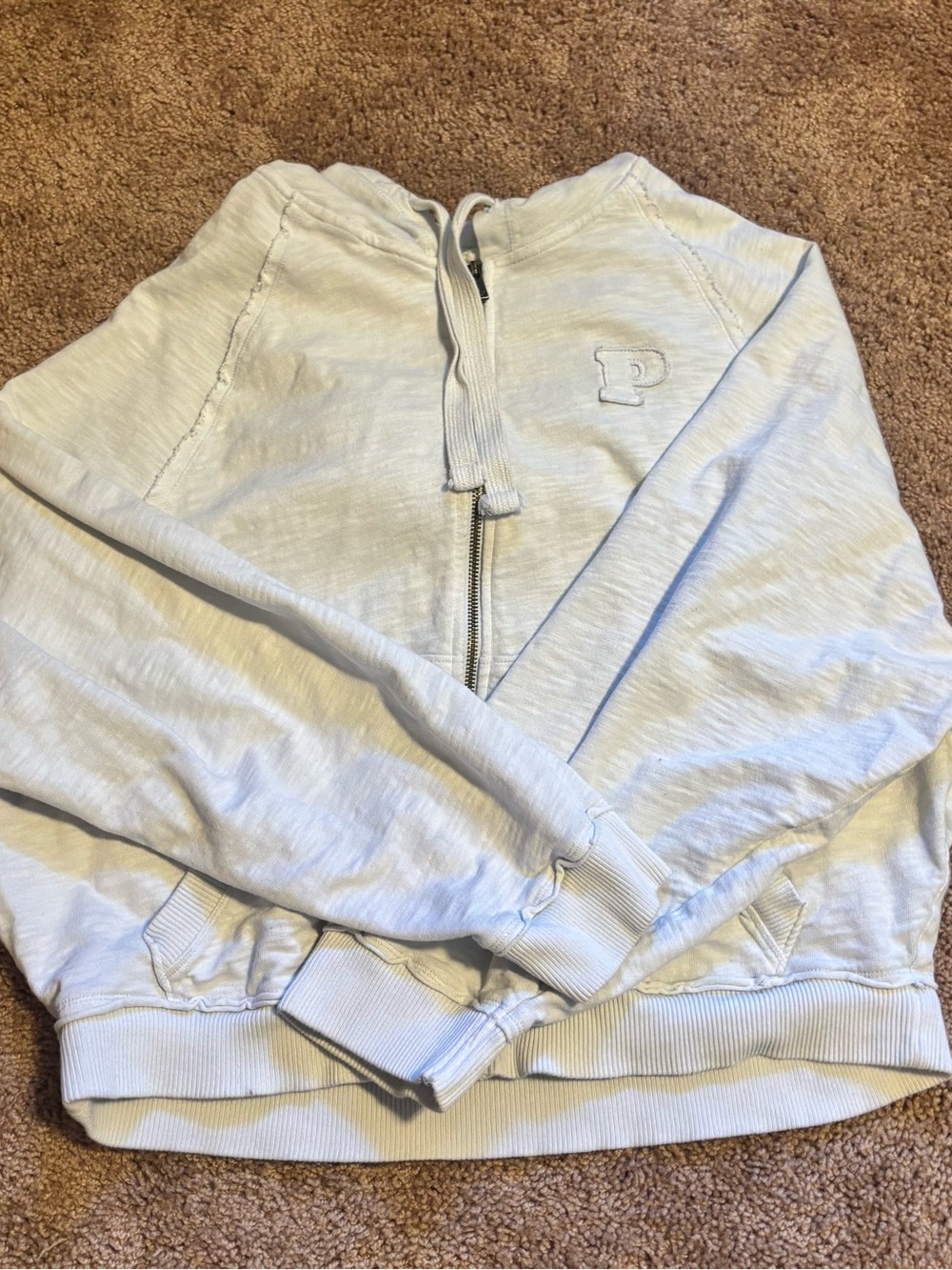 PINK Victoria's Secret off white Zip-Up Hoodie.